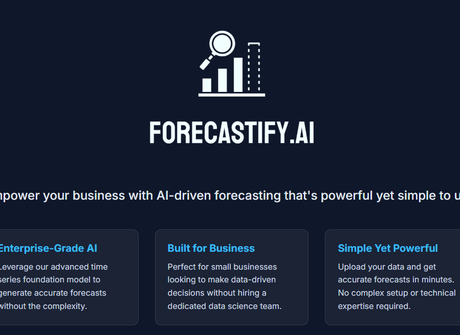 Screenshot of Forecastify.ai homepage